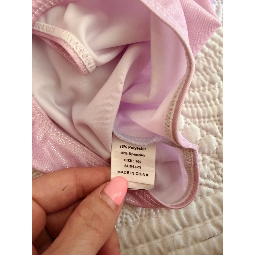 Set of 2 Little Girls Gymnastics Leotards Pink and Purple Ombre Peach Shimmer